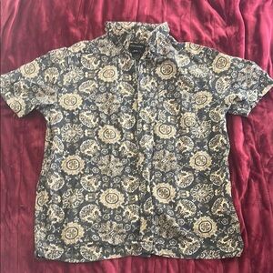 Cotton On Men's Casual Button Down Shirt - Blue and Cream